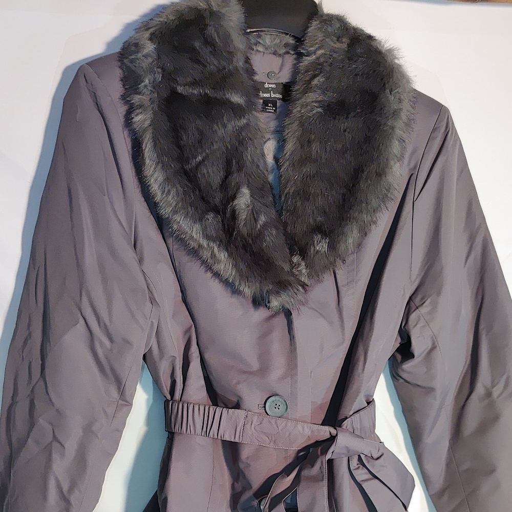 Dennis Basso coat removable lining and collar